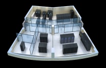 长沙机房布局整体效果图制作|中控室全景图设计